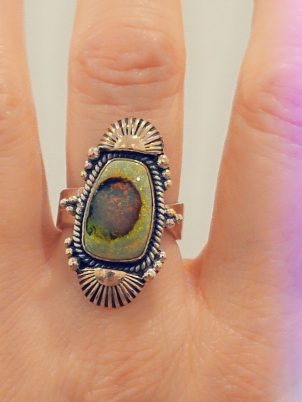 Monarch Opal Sterling Silver Gemstone Ring